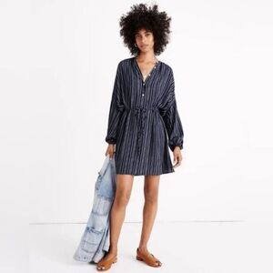 Madewell x Christy Dawn Blue Striped Bonnie Slouchy Mini Dress - Limited Edition